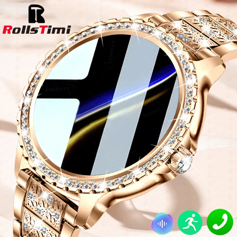 Watches Ladies Smartwatch - Reloj inteligente dorado de lujo a