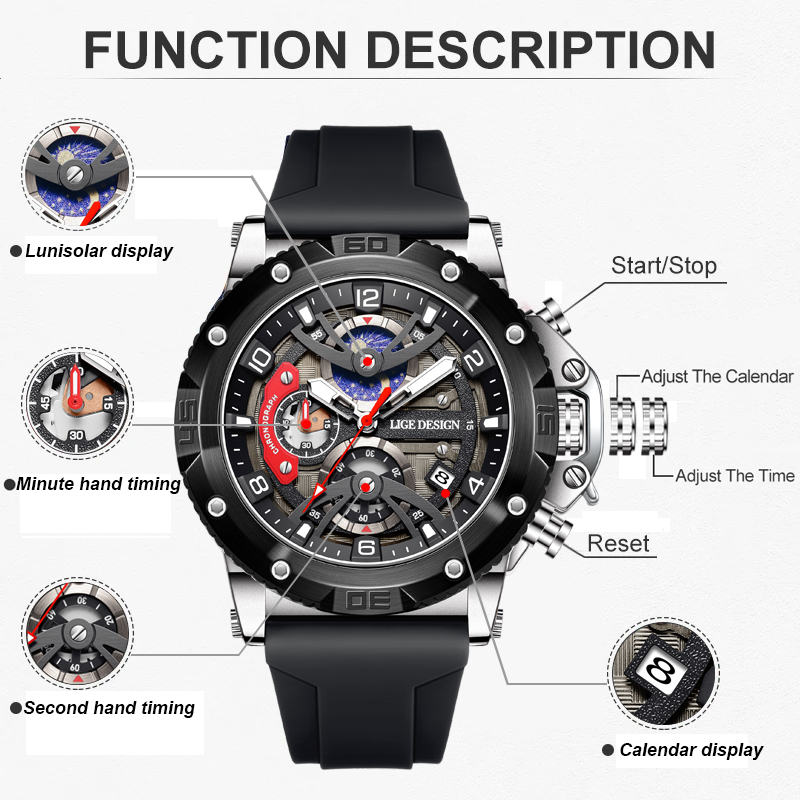 Reloj LIGE de lujo para hombre - Smartwatch Branded Watches For Men reseña y precio