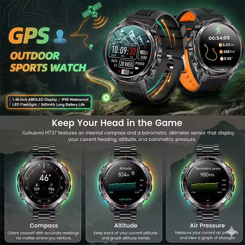 Reloj Inteligente GPS Militar  - Smartwatch Running Watches For Men reseña y precio